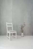Minkšta medinė kėdė svetainei, valgomajam, virtuvei, balta, stabili