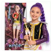 K-POP dainuojančios lėlės Rumi purpurinių plaukų koncertinė apranga vaikams