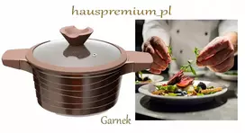 Hauspremium Tradicinis marmurinis puodas su dangteliu 28CM DUJŲ INDUKCINIAI RUDI PUODAI