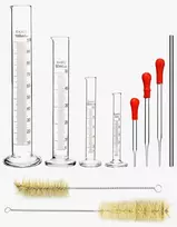 MATAVIMO CILINDRŲ RINKINYS LABORATORIJOS STIKLO MATAVIMO PIPETĖS ŠEPEČIAI
