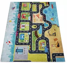 Eureka Home VAIKŲ KILIMAS KELIŲ GATVĖS VAIKŲ KAMBARIUI, ANTISLIDYMAS 80X120