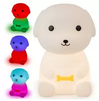 NAKTINIS LEMPAS VAIKAMS ŠUNYS MINKŠTAS SPALVOTAS RGB LED USB SILIKONAS
