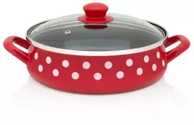 Metalac Troškintuvas su stikliniu dangčiu, 24 cm 4 l, raudonas, Taškeliai ant raudono