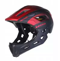Vaikiškas šalmas Switch 2in1 Fullface MTB dviratis EN1078, raudona LED lemputė