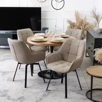Mebel Elite Minkšta valgomojo virtuvės kėdė Svetainės pasukama 360 smėlio spalvos LUNA 2