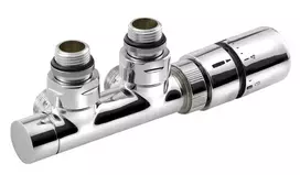 Sapho Twin - Termostatinio vožtuvo prijungimo komplektas, centrinis prijungimas, dešininis, 50 mm tarpas, chromuotas CP3010S
