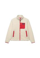 Superdry & Co Flisinis džemperis 'HERITAGE' smėlio spalva / raudona