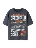 NAME IT Marškinėliai 'NKMSIDDI HOTWHEELS' mėlyna dūmų spalva / oranžinė / raudona / balta