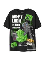 NAME IT Marškinėliai 'NKMJUKE MINECRAFT' pilka / žaliosios citrinos spalva / juoda / balta