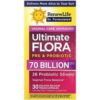 Renew Life, „Ultimate Flora™“, pažangi makšties priežiūra, prebiotikai ir probiotikai, 30 pailginto atpalaidavimo veganiškų kapsulių