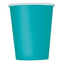 Popieriniai puodeliai „Caribbean Blue“ 270 ml (14 vnt.) – turkio mėlynos spalvos puodeliai šventėms