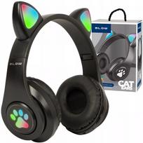 Belaidės ausinės vaikams BLUETOOTH su mikrofonu katės ausytės LED RGB