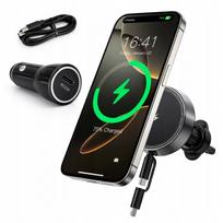 Automobilinis telefono laikiklis MagSafe orų grotelėms su įkrovikliu, skirtas Galaxy S26 S25