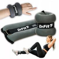 DrFit svoriai kulkšnims ir riešams treniruotėms 2x1kg, pilki