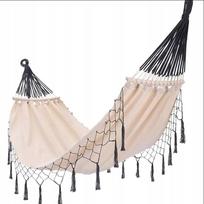 Dvivietis didelis medvilninis hamakas BOHO stiliaus sodo supynės su kutais elegantiškas XL