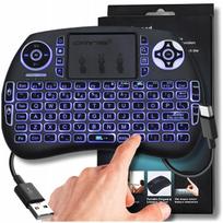 Belaidė mini klaviatūra su apšvietimu ir „touchpad“ planšetėms bei telefonams