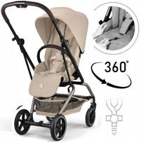 Vaikiškas vežimėlis CYBEX Eezy S Twist+ 2 '2026, dideli ratai, besisukanti 360° sėdynė, smėlio spalvos