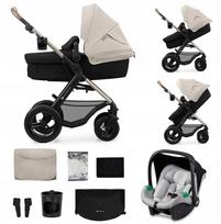 Daugiafunkcis vaikiškas vežimėlis 3-in-1 Kinderkraft MOOV 2 AIR su autokėdute MINK PRO, pilkas