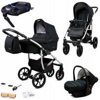 Vaikiškas vežimėlis 4-viename BabyLux Qbaro: lopšys, sportinė dalis, kėdutė ir ISOFIX bazė