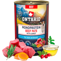 Konservuotas ėdalas šunims - Ontario Adult Monoprotein jautienos paštetas su morkomis 400 g