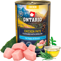 Konservuotas maistas šuniukams - Ontario Puppy vištienos paštetas su spirulinos skoniu 400 g