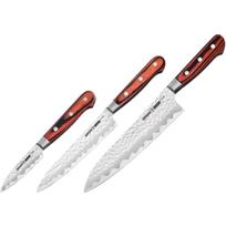 Samura 3 peilių rinkinys SKJ-0220B, AUS-8, 58 HRC, Pakka mediena