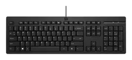 HP 125 G2 laidinė USB klaviatūra, vokiškas išdėstymas (QWERTZ), pilno dydžio, membraninė, atspari išsiliejimui, juoda - urmu