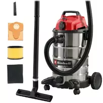 Einhell TC-VC 3055 SA šlapio ir sauso valymo dulkių siurblys su maitinimo lizdu, 55L nerūdijančio plieno talpa, 1500W