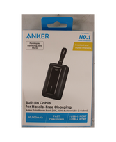 Anker Power Bank with Built-In USB-C Cable | A1688H11 | 10000 mAh | Black | DAMAGED PACKAGING