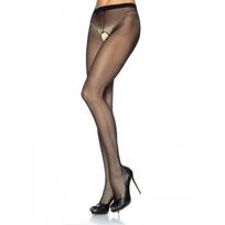 LEG AVENUE HOSIERY - Juodos nailono kelnaitės su atvira tarpkoju
