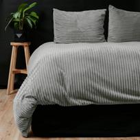Sleeptime pliušinė patalynė Rib Teddy pilka 200×220 - 200x220