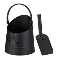Anglių kibiras Relaxdays, su kastuvu, 6,5 l, Juoda, 25 × 39 × 30 cm