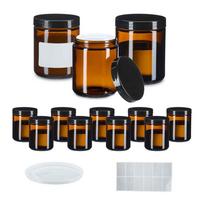 Kosmetiniai indeliai Relaxdays, 12 vnt., 50 ml, ruda/juoda, 9 × 7 × 7 cm
