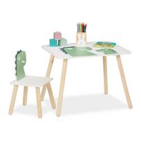 Vaikiškų baldų komplektas Relaxdays Dino, stalas ir 2 kėdės, 60 × 45 × 45 cm
