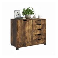 Biuro konteineris Relaxdays 10052412_8208, 5 stalčiai, 2 skyriai, Ruda, 78 × 65 × 40 cm