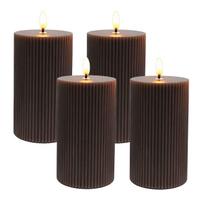 LED vaško žvakių rinkinys Relaxdays, 4 vnt, Ruda, Ø 7,5 × 13 cm