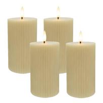 LED vaško žvakių rinkinys Relaxdays, 4 vnt, Smėlio, Ø 7,5 × 13 cm