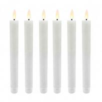 LED kūginės žvakės Relaxdays, 6 vnt, Balta, Ø 2 × 25 cm