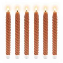 Beliepsnės LED kūginės žvakės Relaxdays, 6 vnt, Ø 2,2 × 25 cm