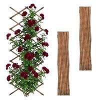 Augalų grotelės Relaxdays, 3 vnt., XXL, reguliuojamos, Ruda, 310 × 90 × 1,5 cm