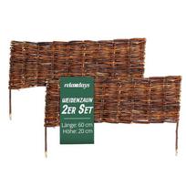 Gluosnių tvorelė gėlynams Relaxdays 10053434_9116, 2 vnt, Ruda, 60 × 20 cm