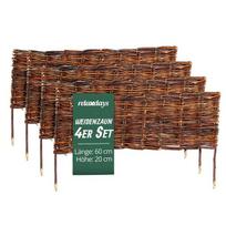Gluosnių apvadas gėlynams Relaxdays 10053434_9117, 4 vnt, Ruda, 60 × 20 cm