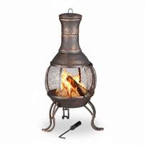 Terasos židinys Relaxdays Chimenea 10026554.0, Varinis/juodas, 44 × 89 × 44 cm