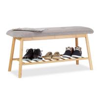 Batų suolas Relaxdays 10022340.0, 2 sėdimos vietos, Ruda/pilka, 90 × 44 × 34 cm