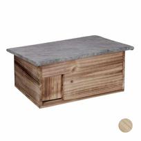 Ežių namelis Relaxdays 10027593_972, su izoliacinėmis grindimis, Ruda/pilka, 46 × 21 × 34 cm