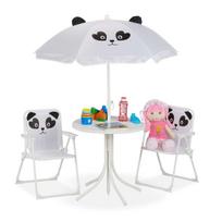 Vaikiškas lauko baldų komplektas Relaxdays, 4 dalių, panda, 60 × 45 × 40 cm