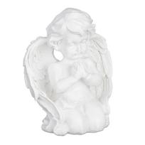Sodo skulptūra Relaxdays, klūpintis angelas, Balta, 13 × 15,5 × 8,5 cm