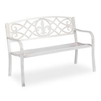 Lauko sodo suoliukas Relaxdays, 2 vietos, Balta, 127 × 86 × 57 cm