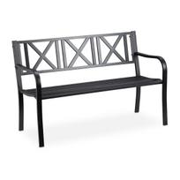 Lauko suoliukas Relaxdays, 2 vietos, Juoda, 127 × 80,5 × 63 cm