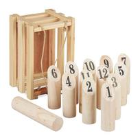 Kubb žaidimas Relaxdays 10036128.0, 13 dalių, Natūralios ir juodos spalvos, 28 × 18 × 18,5 cm